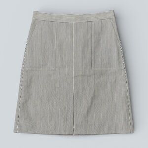 J.Crew Black & White Striped Seersucker A-Line Skirt with Pockets